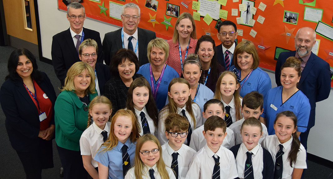 Health Secretary Jeane Freeman MSP meets health and education staff as well as pupils