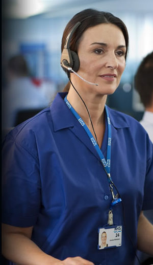 person wearing a phone headset