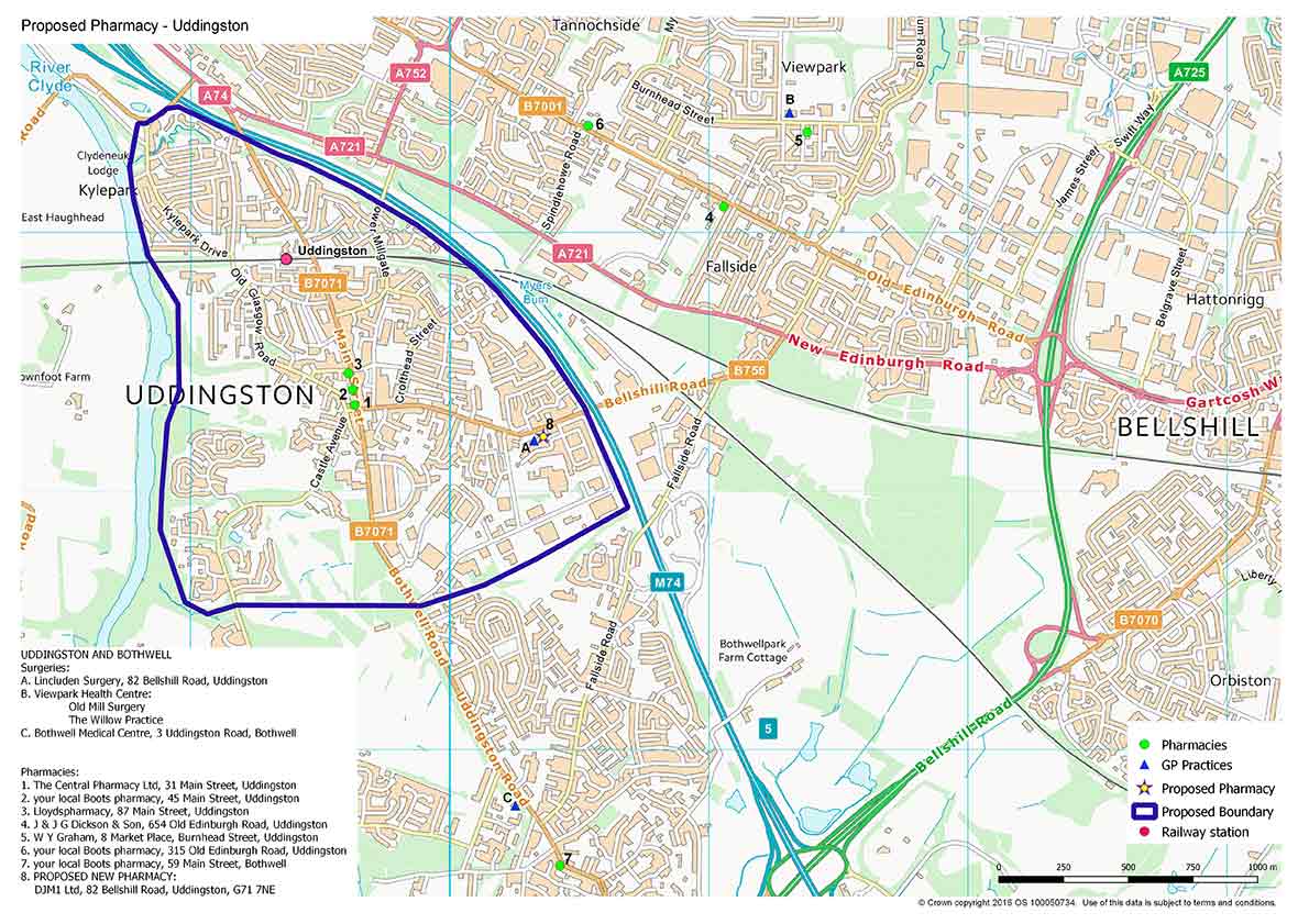 Proposed Pharmacy Uddingston map