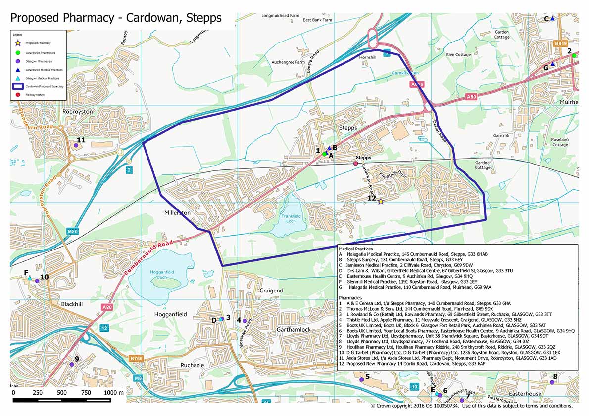 Proposed Pharmacy Location Map for Cardowan, Stepps