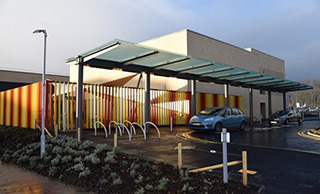 exterior photo of the Lanarkshire Beatson building