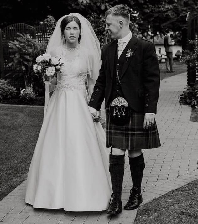 Gemma and Ross Johnstone on their wedding day