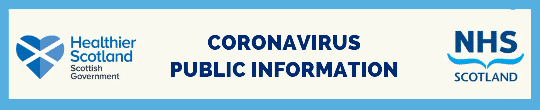 Coronavirus Public Information image showing NHS Scotland logo and Healthier Scotland logo