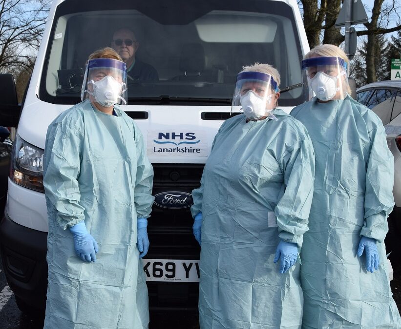 NHS Lanarkshire community testing team wearing PPE