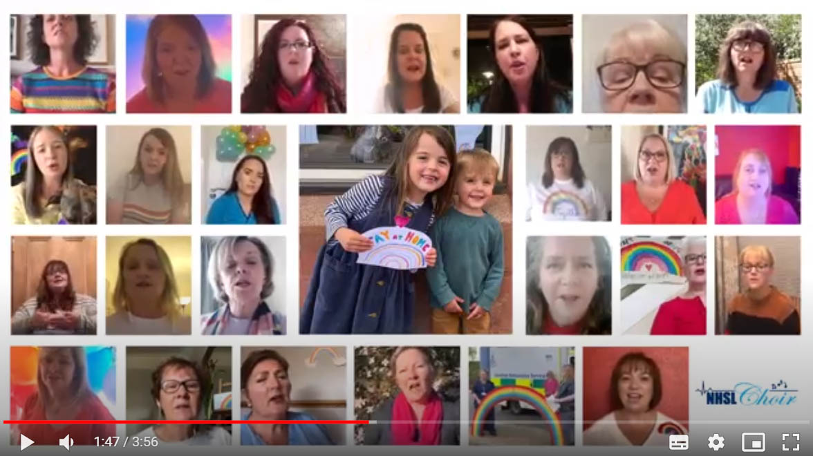 Photographic montage showing members of NHS Lanarkshires choir and two children