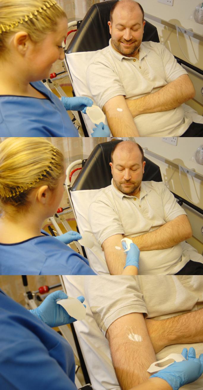 nurse preparing the arm