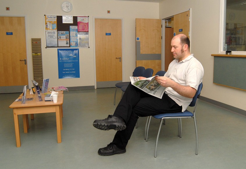 a person in a waiting room