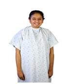 a patient wearing a gown