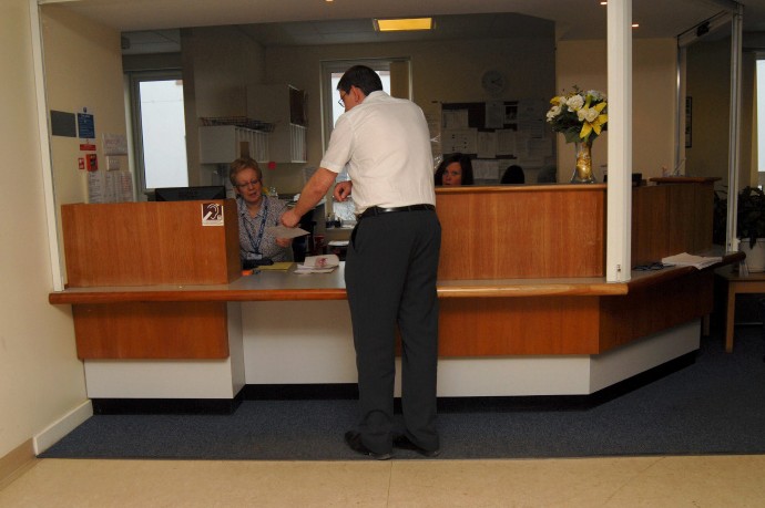 person waiting at reception