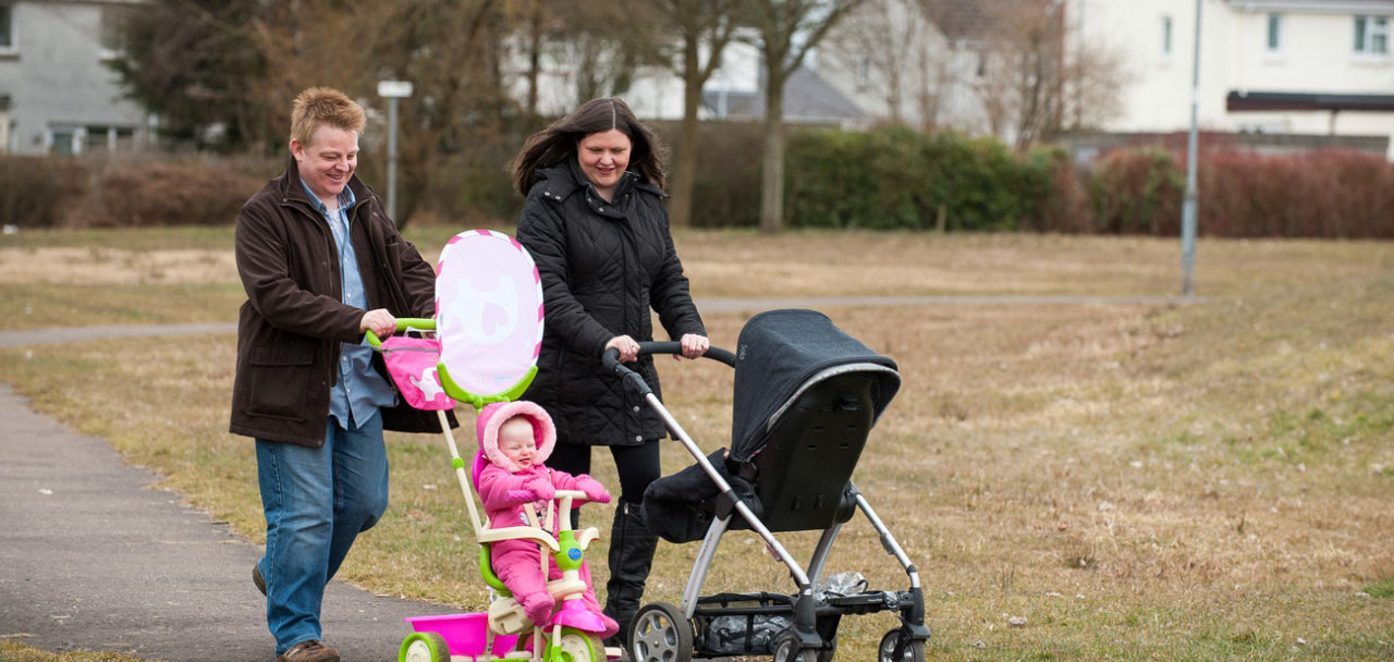 Family out walking