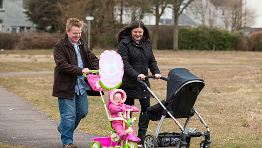 Family out walking