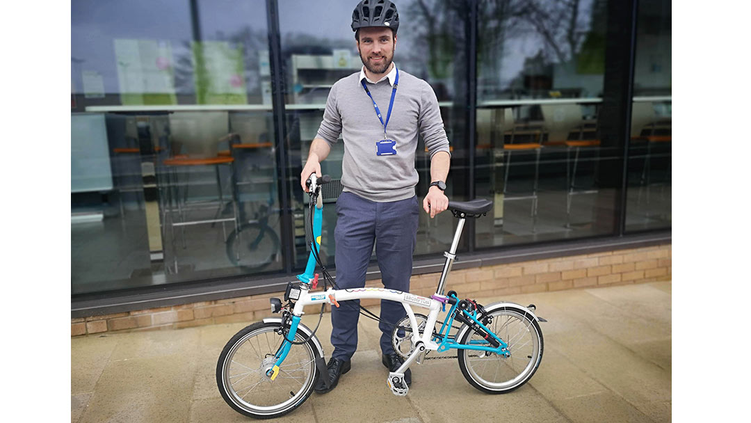 Peter, NHS staff member with Brompton Bike