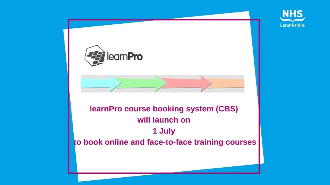 learnPro course booking system (CBS) goes live 1 July