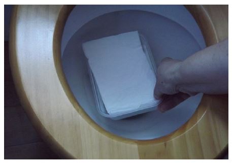 plastic tub placed in a toilet