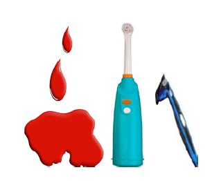 blood, toothbrush, and razor