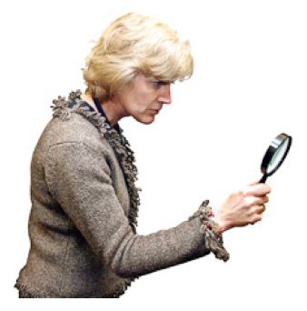 woman holding a magnifying glass