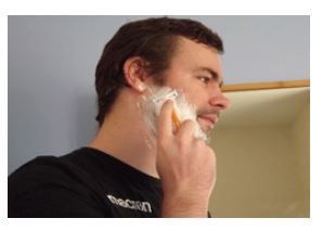 shaving foam on a face