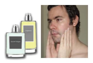 man applying aftershave