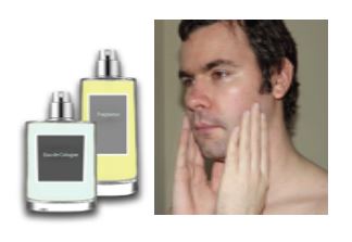 man applying aftershave