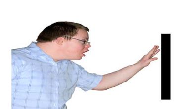 person touching a wall