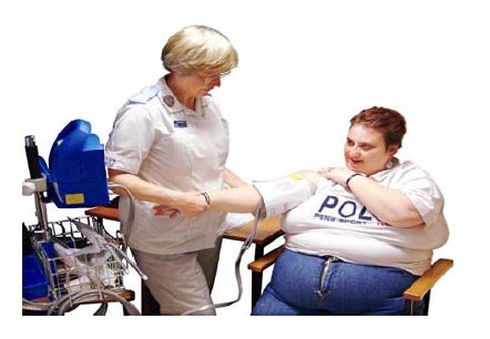 person having their blood pressure taken