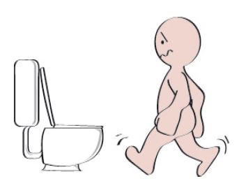 man running to the toilet