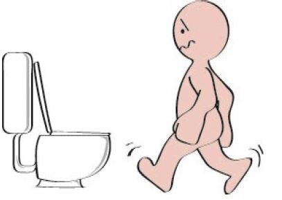 man running to the toilet