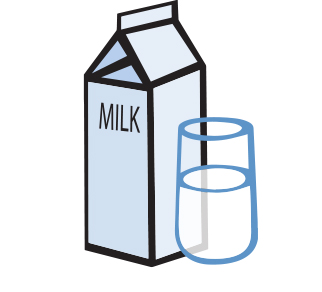 Illustration of a milk carton and glass.