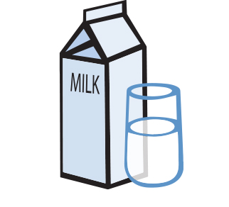 Milk Illustration of a milk carton and glass.
