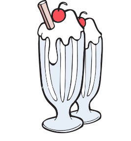 Milkshakes Illustration of ice cream sundaes.