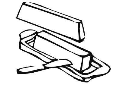 Illustration of butter and a knife.