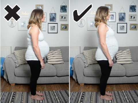 Comparison between correct posture and incorrect posture in pregnancy when standing