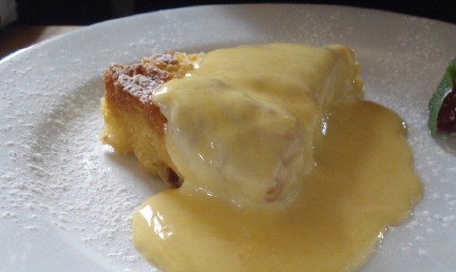 Plate of cake and custard