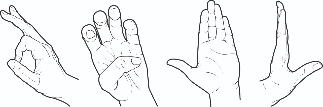 4 diagrams of hand exercise