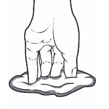 Illustration of flat putty and an outstretched hand