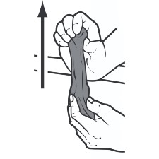 Illustration of pulling the putty apart between two hands as an exercise