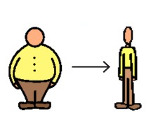 Cartoon showing someone lost weight