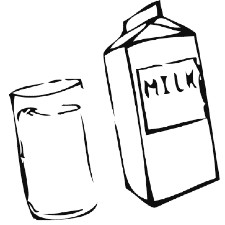 Illustrated carton and glass of milk 