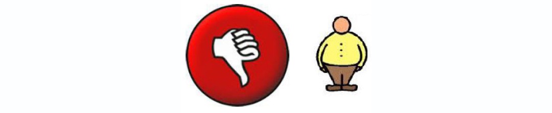 thumb down and overweight cartoon character