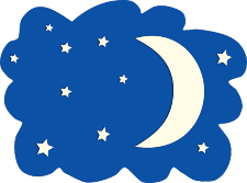 Image of the moon and stars in the evening 