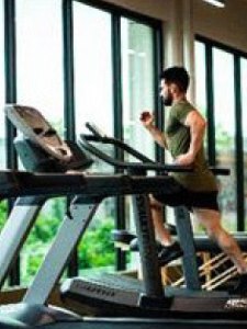 Person running on a treadmill