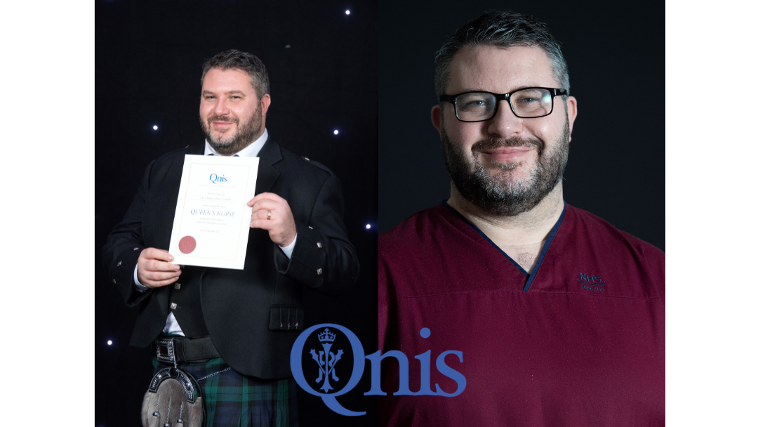 Two photographs of senior nurse Robert Campbell. One of him receiving his Queen's Nurse Award and one of him in his nurse's uniform