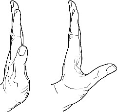 stretch thumb away from palm