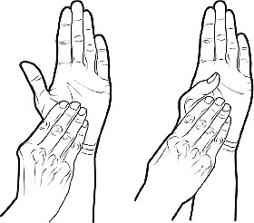 bend and straighten tip of thumb at second joint