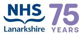 NHS Lanarkshire logo and 75 years of the NHS