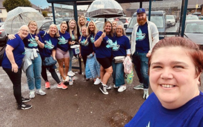 Charity walk through the rain