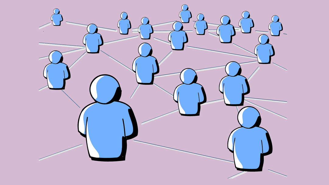 animated figures connected to each other by lines