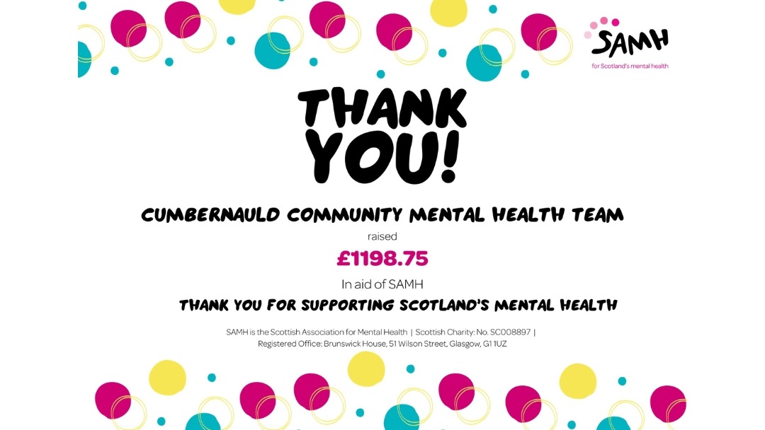 Cumbernauld CMHT Sponsored Walk for SAMH