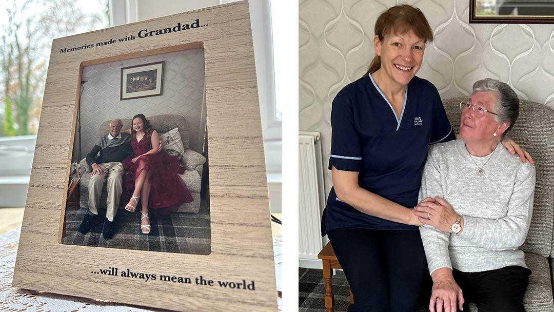 Gailene Cochrane, who manages the Lanark community nursing team with Morag Hobbs and the late Mike Hobbs pictured with his granddaughter Zara