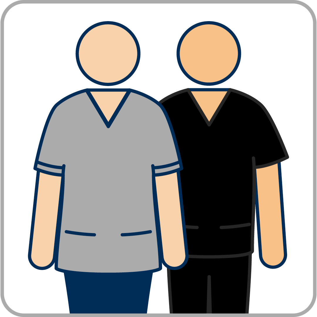 Medical students and<br />
student nurses<br />
Our uniforms<br />
Medical students:<br />
• Black scrubs<br />
Student nurses:<br />
• Grey tunic<br />
• Navy blue trousers<br />
Our role<br />
Trainee doctors/nurses<br />
working under the<br />
supervision of senior staff.